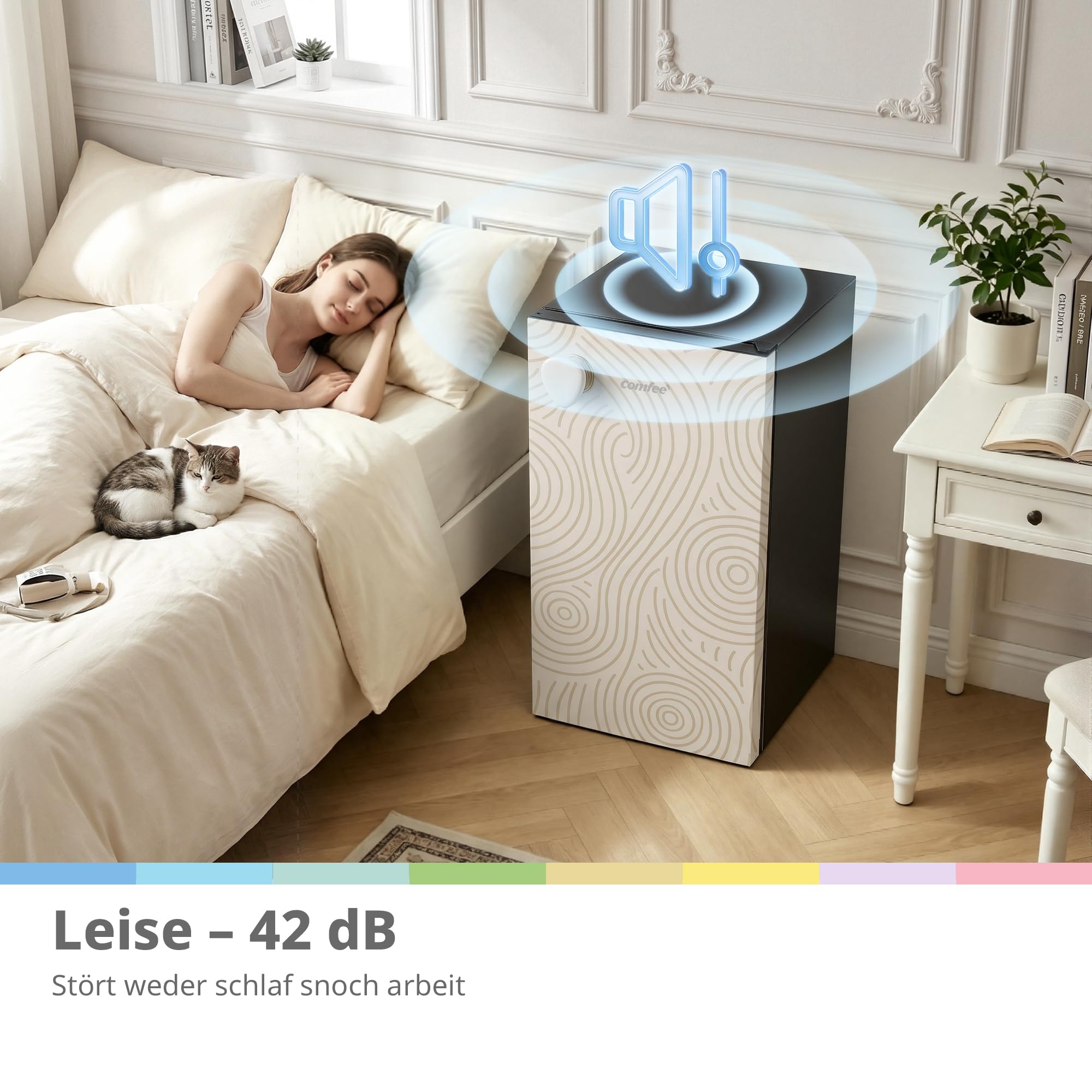 Comfee 88L Kühlschrank mit Chill Box-Fach,42db,Abnehmbarem Griff,82.7cm Höh | Gelb,Einstellbare Temperatur, Wechselbarer Türanschlag,Chill Box-Fach, Herausnehmbare Glasablagen, Modernes Design, EEK E