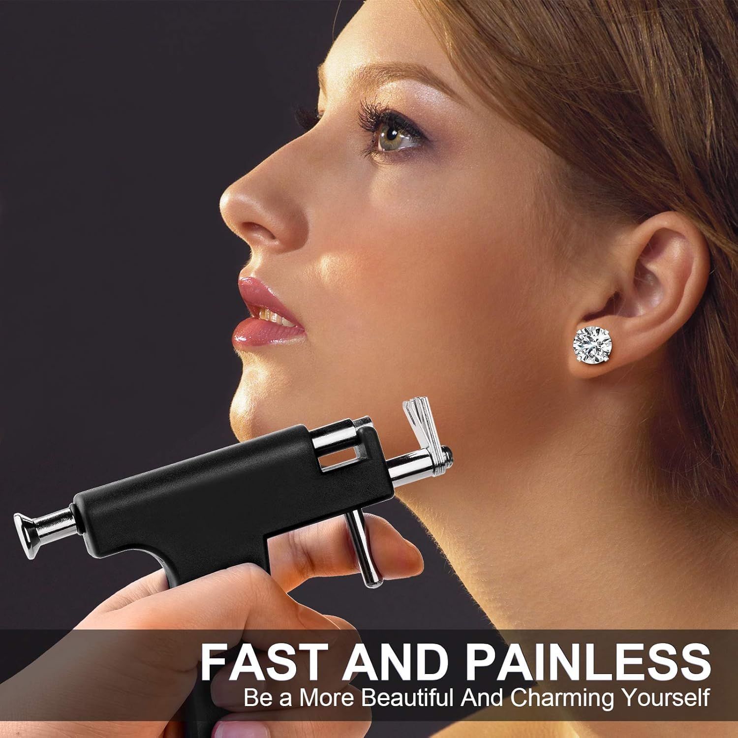 RAJry Ear Piercing Gun Tool Professional Ear Body Pierce Piercing Gun Reusable Tools Beauty Kit Set Painless Hole Piercing Machine with 98Pcs Stainless Steel Ears Studs for Ear Nose Navel 4