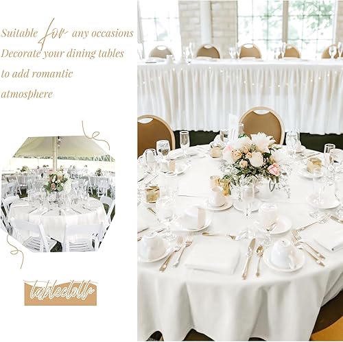 Miniatura 634 de Paquete de 8 manteles redondos blancos de 90 pulgadas, manteles redondos de poliéster lavables para mesa de tela decorativa resistente a