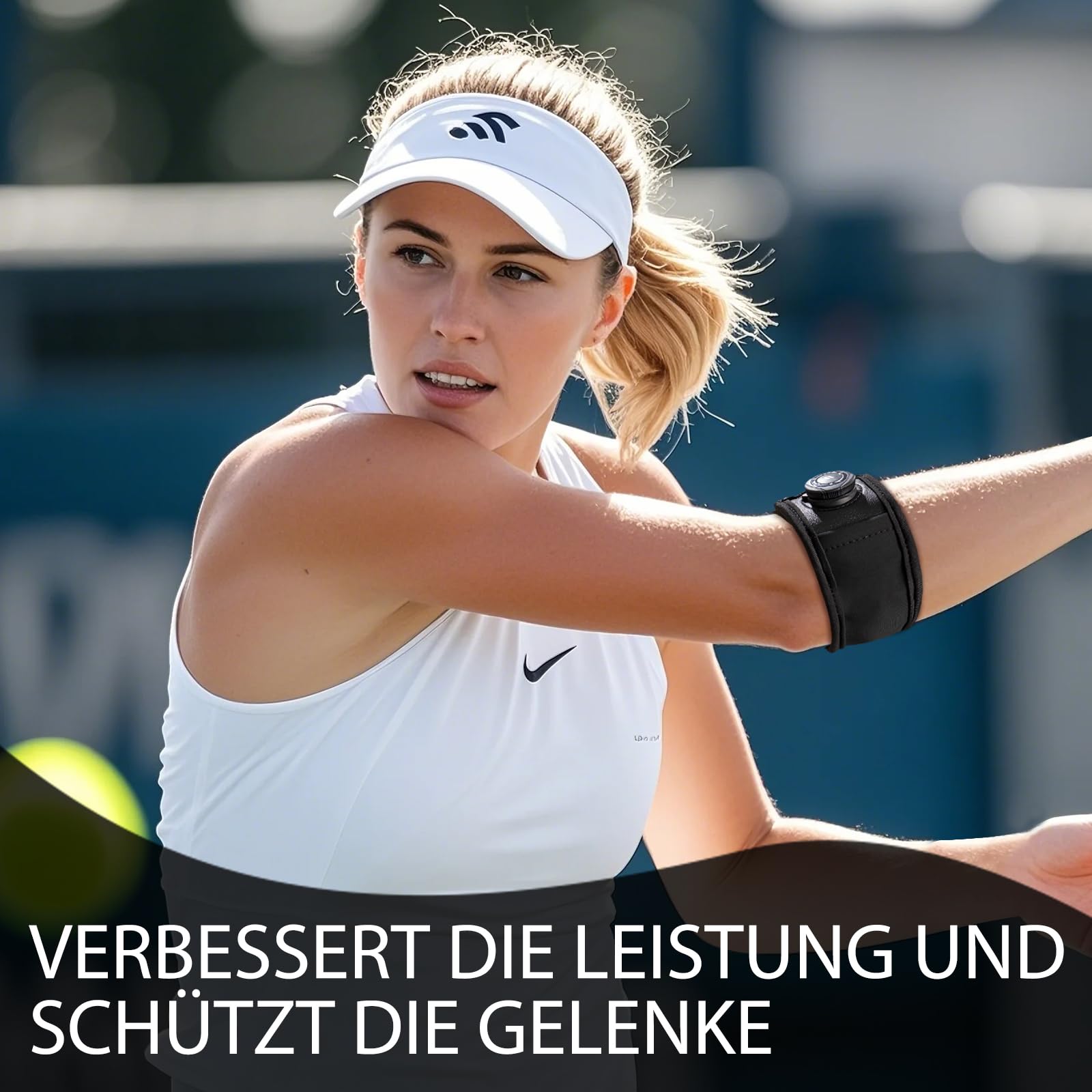 1 Pack Ellenbogenbandage Männer Damen, Einstellbare Tennisarm und Golferarm Bandage für Sports, Sehnenentzündung, Unterarm Schmerzen, Schwarz, Einheitsgröße M/L 23-29 cm