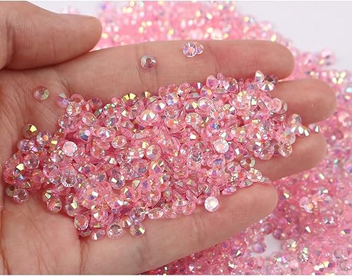 Miniatura 9 de 3000 unidades de diamantes de imitación de resina AB de color AB de 0.118 pulgadas y 1.18 onzas (0.118 in) con parte trasera plana, diamantes de