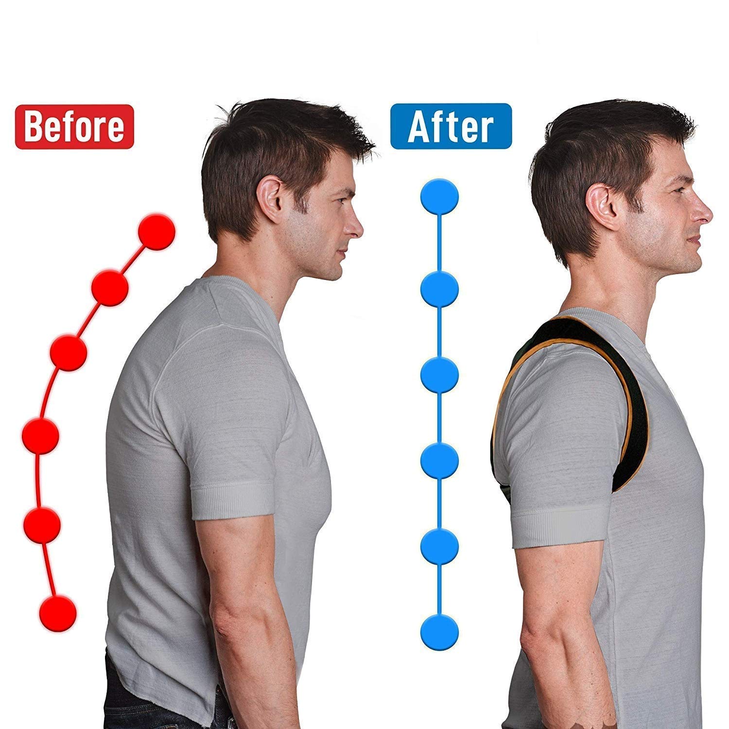 HEMJEX Adjustable Posture Corrector Upper Back Shoulder Support Brace and Corset Clavicle Correction Belt for Men Women 2