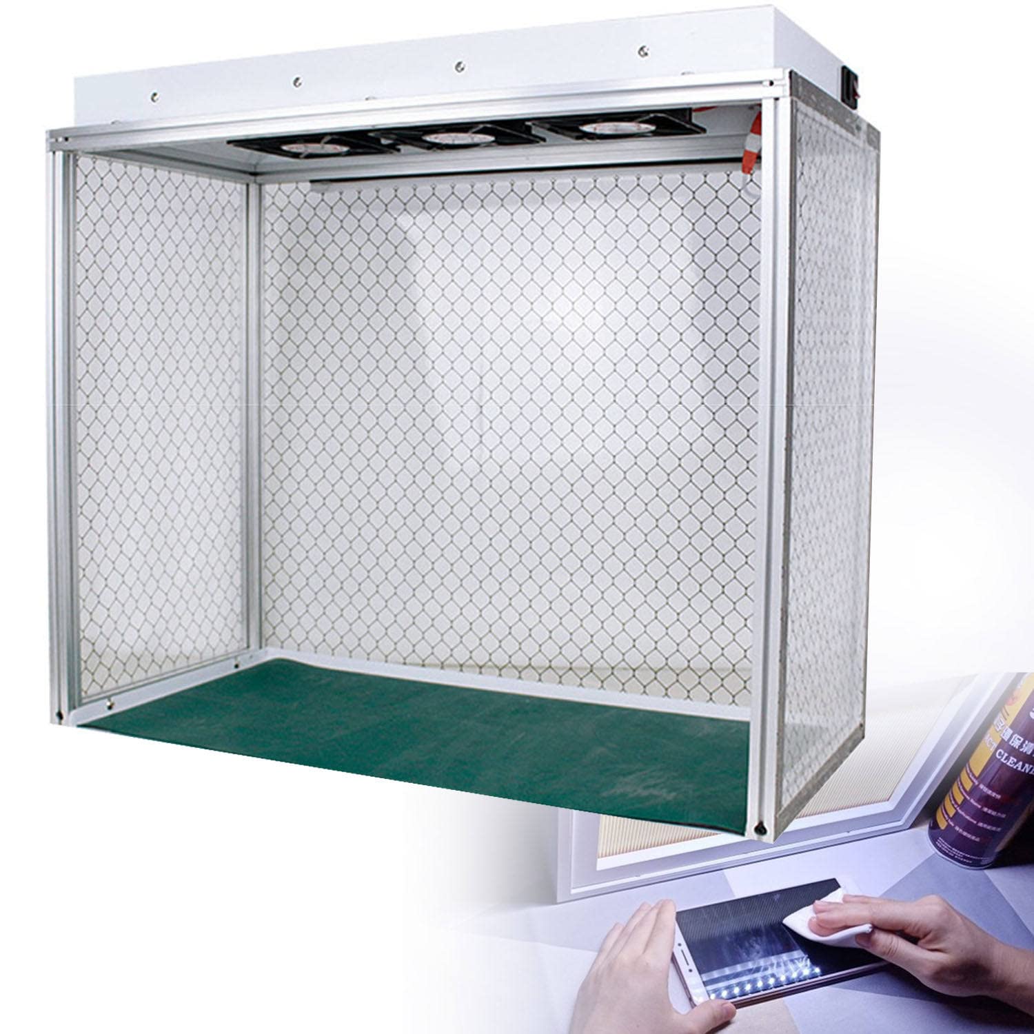 Campana de flujo laminar vertical Flujo de aire Banco de limpieza Trabajo libre de polvo 19.3x13.8x15.7 pulgadas con filtro HEPA Limpieza ISO5 para taller de reparación de teléfonos LCD Laboratorio