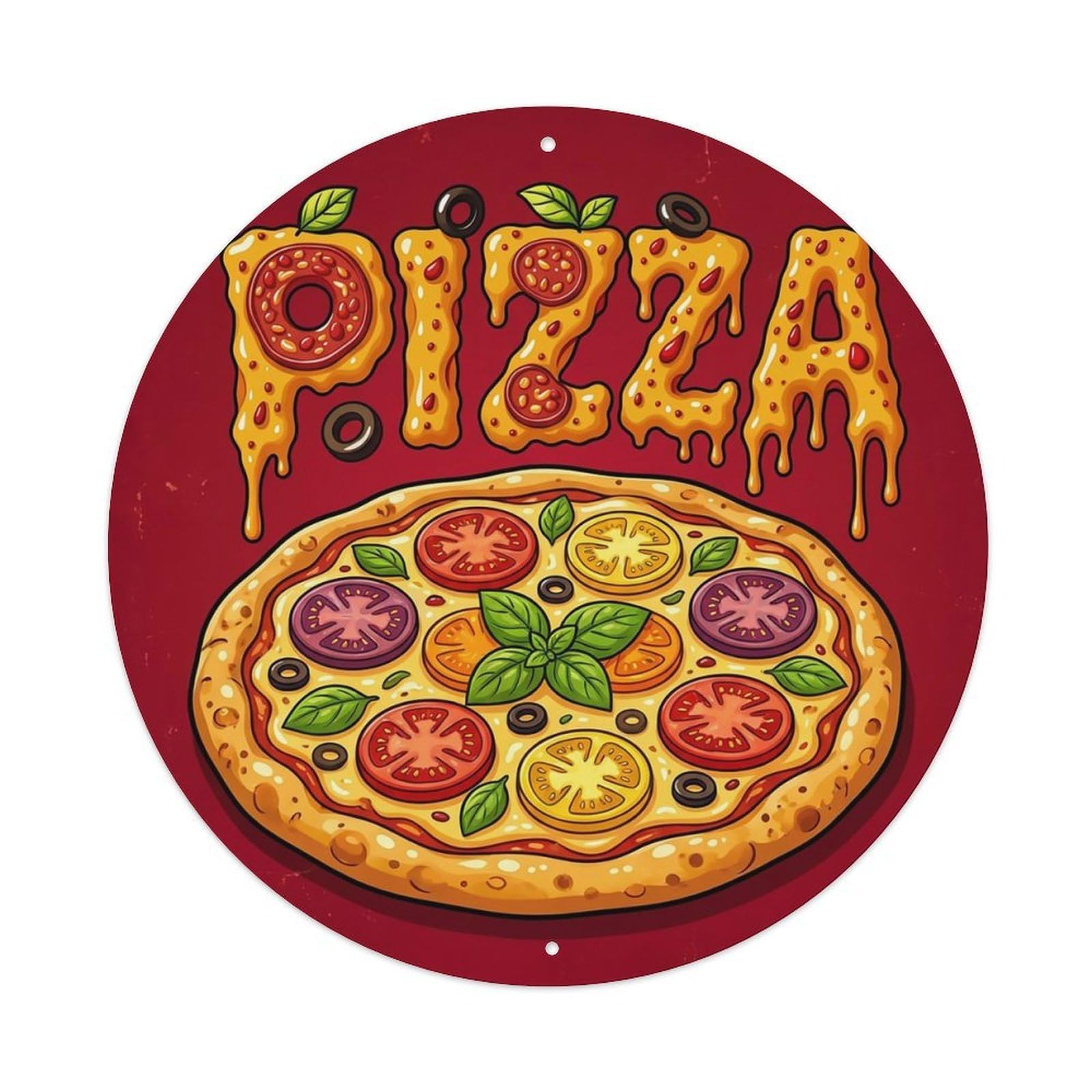 Huiyhb 8X8inch(20X20cm) Vintage Pizza Slice Heirloom Tomato Metal Tin Sign