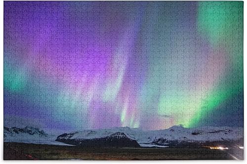Rompecabezas colorido de la aurora boreal de 1000 piezas, rompecabezas grande, obra de arte para adultos y adolescentes