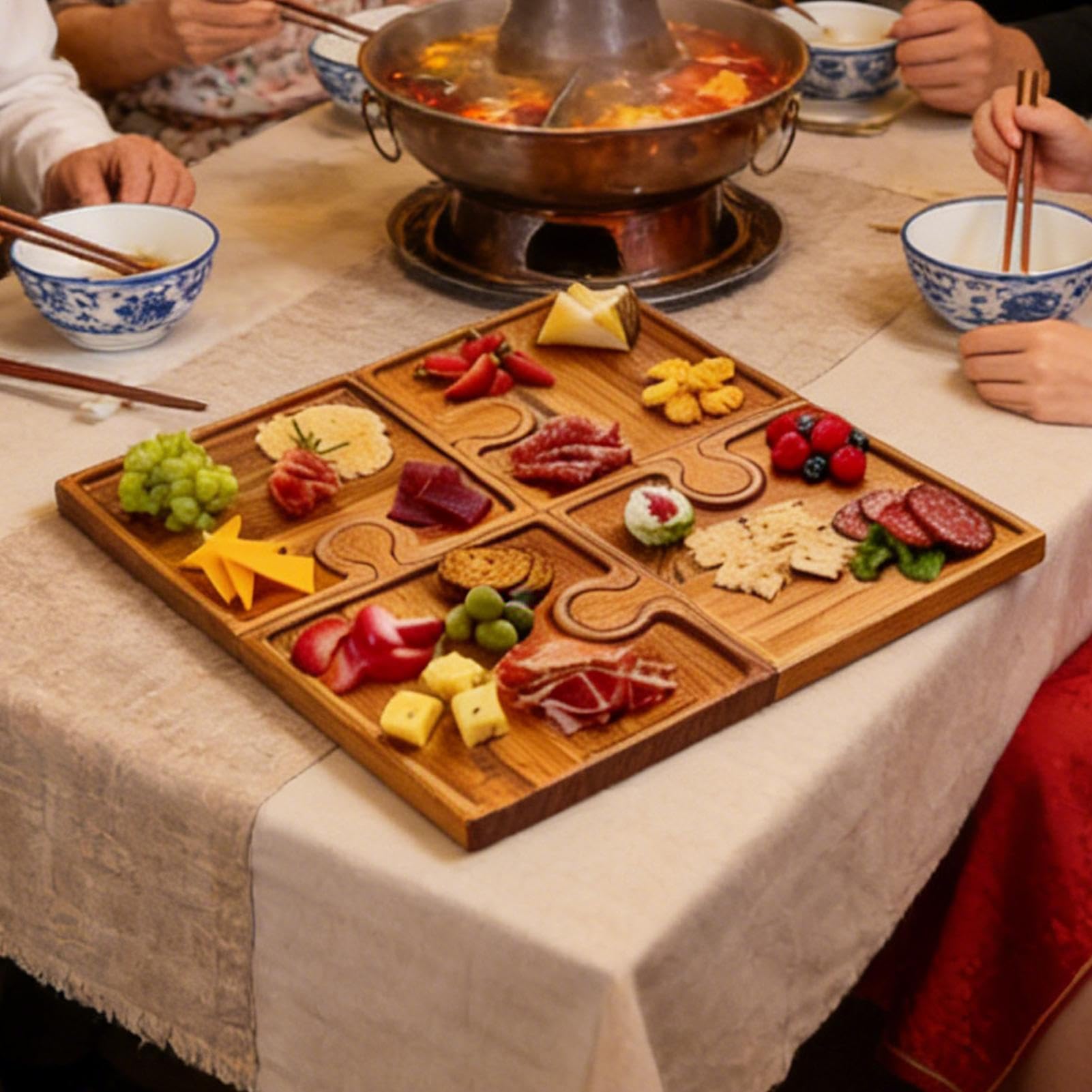 Juego De Tablas Para Charcutería Bandeja De Madera Para Alimentos | Tabla De Cortar Y Bandeja Para Embutidos para Frutas Frutos Secos Queso Carne Pan Reuniones Familiares Navideñas