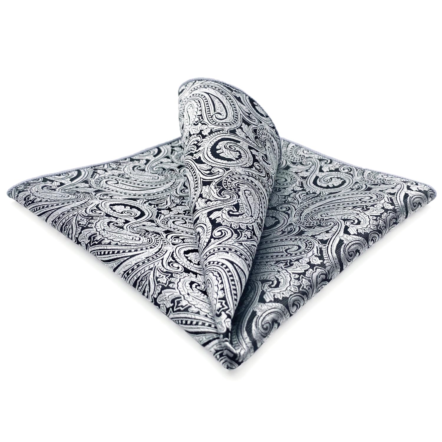 S&W SHLAX&WING Designerska męska poszetka srebrna czarna paisley dla mężczyzn garnitury prezentowe poszetki dla mężczyzn