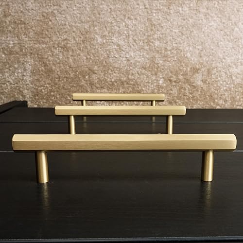Miniatura 5 de QOGRISUN Paquete de 5 tiradores hexagonales de latón macizo para cajones, centro de agujero de 4 pulgadas, adecuados para accesorios de cocina,