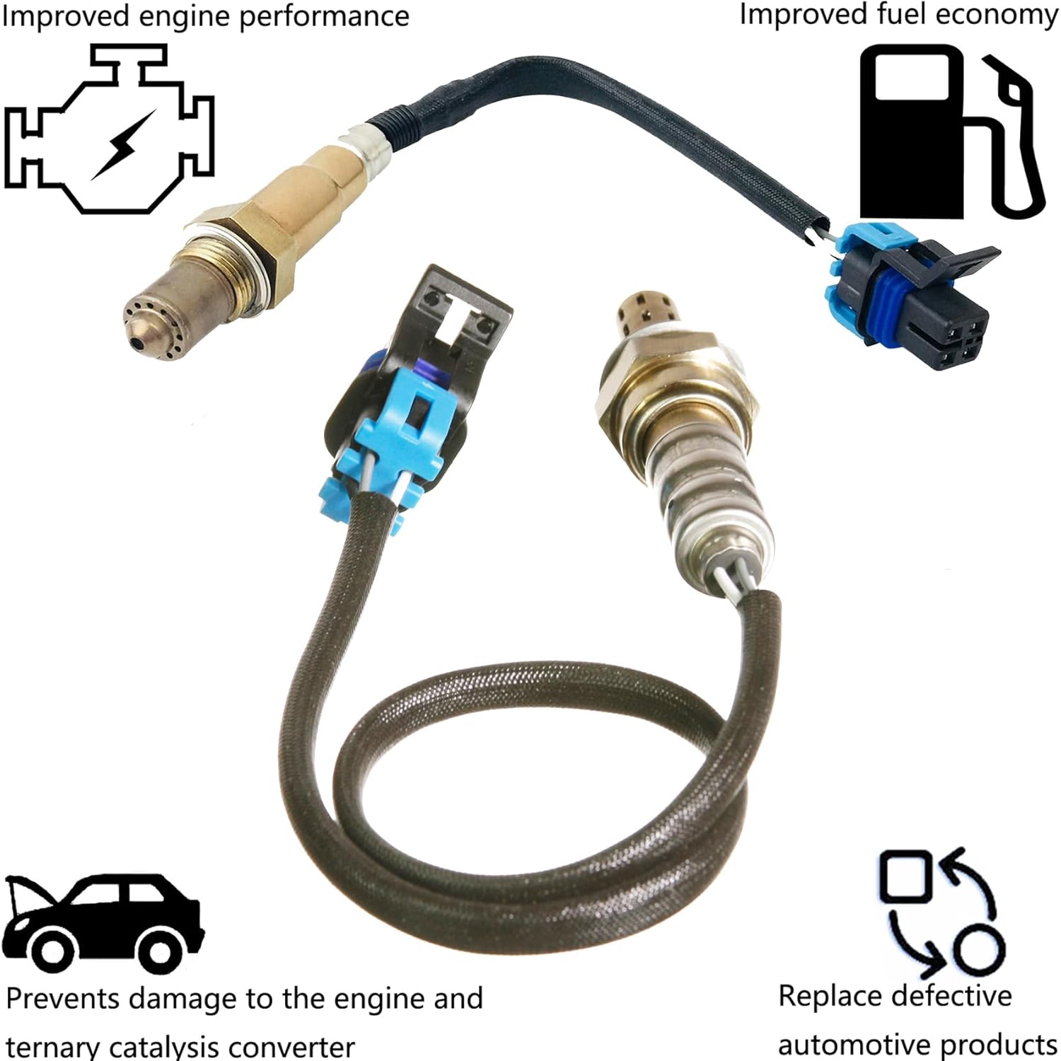 Dropwater 1 Pair Front and Rear Oxygen Sensors Replacement for Gmc 2015 2014 2013 2012 Acadia 3.6l,Replaces#234-4565 234-4566,Set of 2pcs