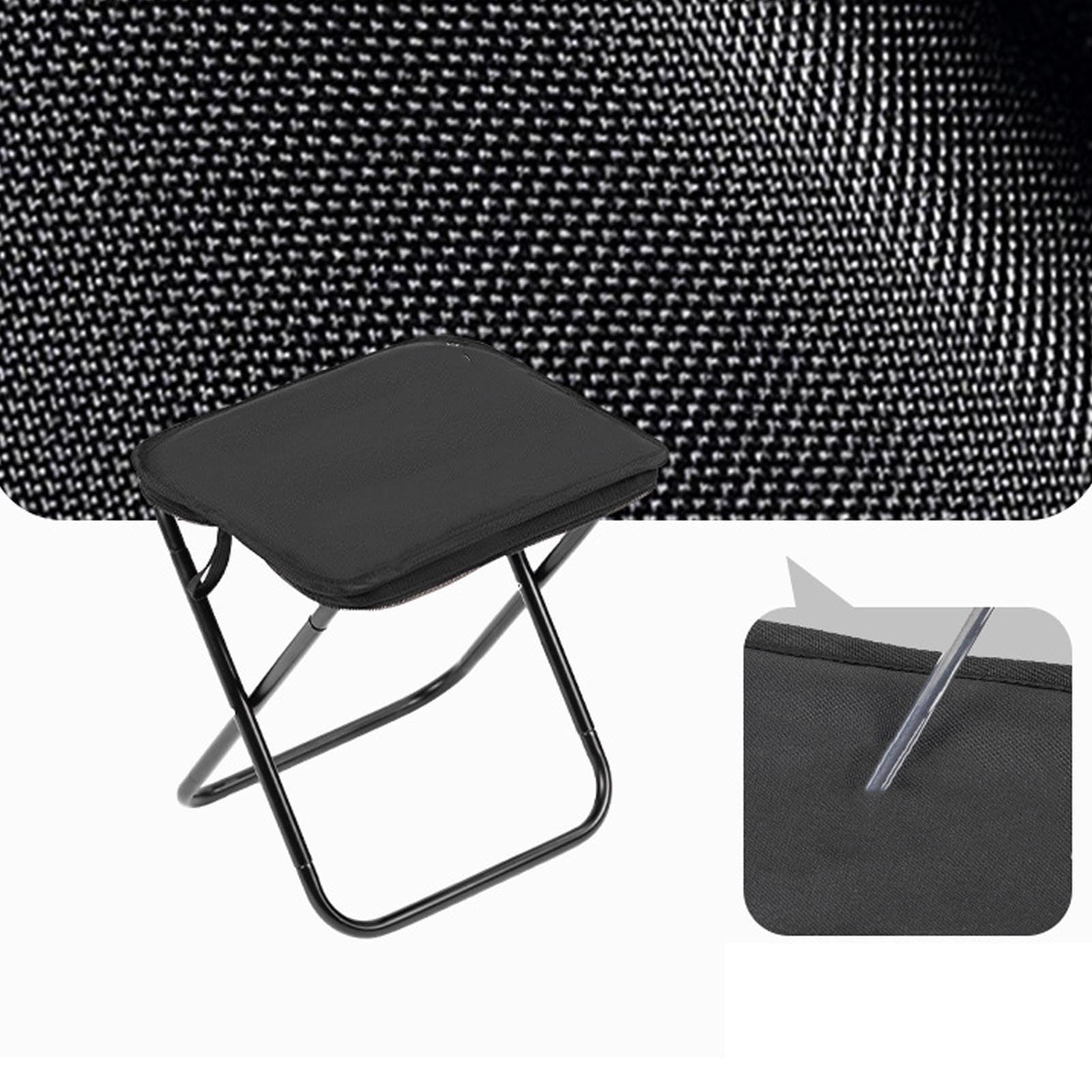 Camping Tabouret Léger en Aluminium Cadre Pliant Tabouret De Stockage Intégré Voyage Randonnée Pêche Plage Noir
