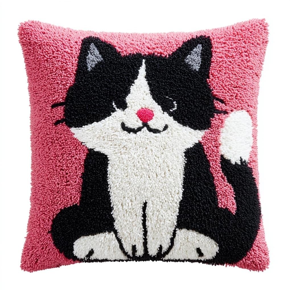 AxiangziK 17x17in Latch Hook Kits for Adults Beginners,Cute Tuxedo cat