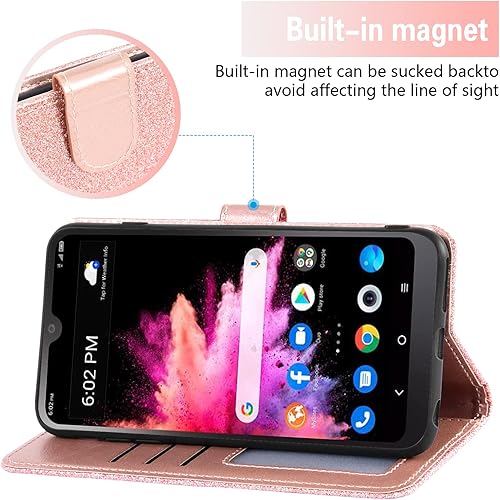 Miniatura 2 de Asuwish Funda de teléfono para Alcatel TCL 30Z (T602DL) TCL 30 LE con protector de pantalla de vidrio templado y cubierta de cartera con purpurina,