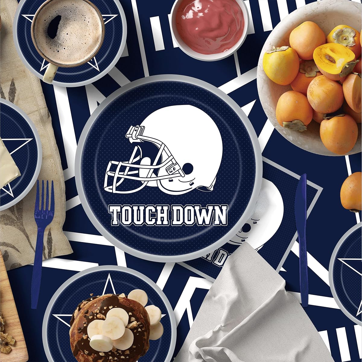 122PCS Rugby Party Supplies for Boys Birthday Party Football Themed Paper Plates Decorations Disposable Tableware Set for Game Day Plates Napkins Cups Set for 20 Guests