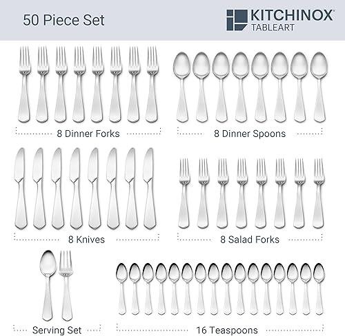 Miniatura 3 de Penthouse Satin - Juego de cubiertos de acero inoxidable, 50 piezas, servicio para 8