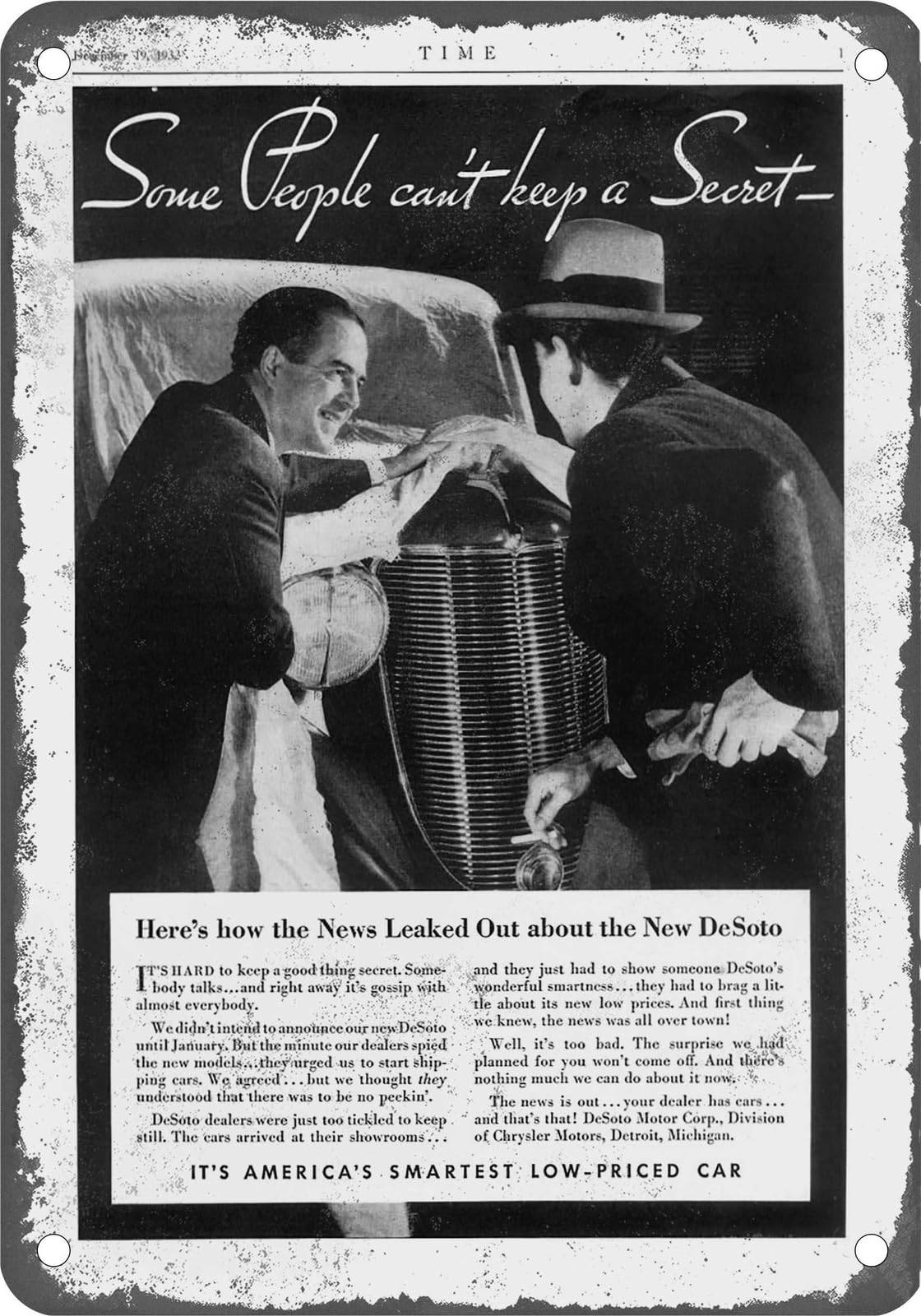METAL SIGN - 1933 DeSoto Vintage Ad 06 - Old Retro Rusty Look home decor