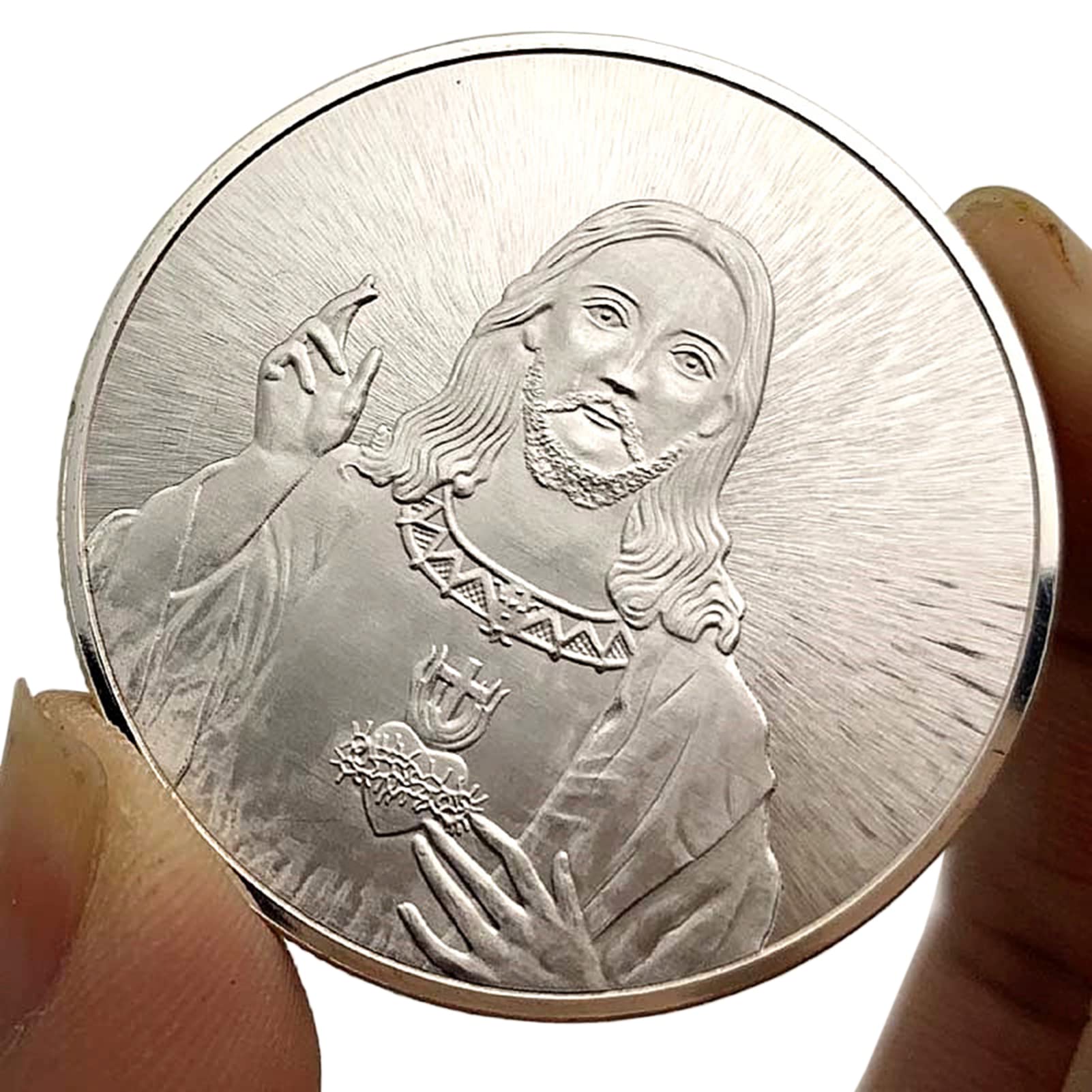 SDBRKYHJesus Medal, Commemorative Coins Decorative Embossed Coins Silver Coins Jesus Religious Easter Decorative Collection 5PCS