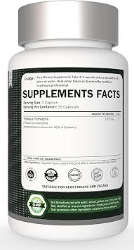 ملحق Tribulus Terrestris لتعزيز ملحق الرجال والنساء للطاقة والحيوية والقدرة على التحمل والأداء (حزمة من 60 كبسولة)