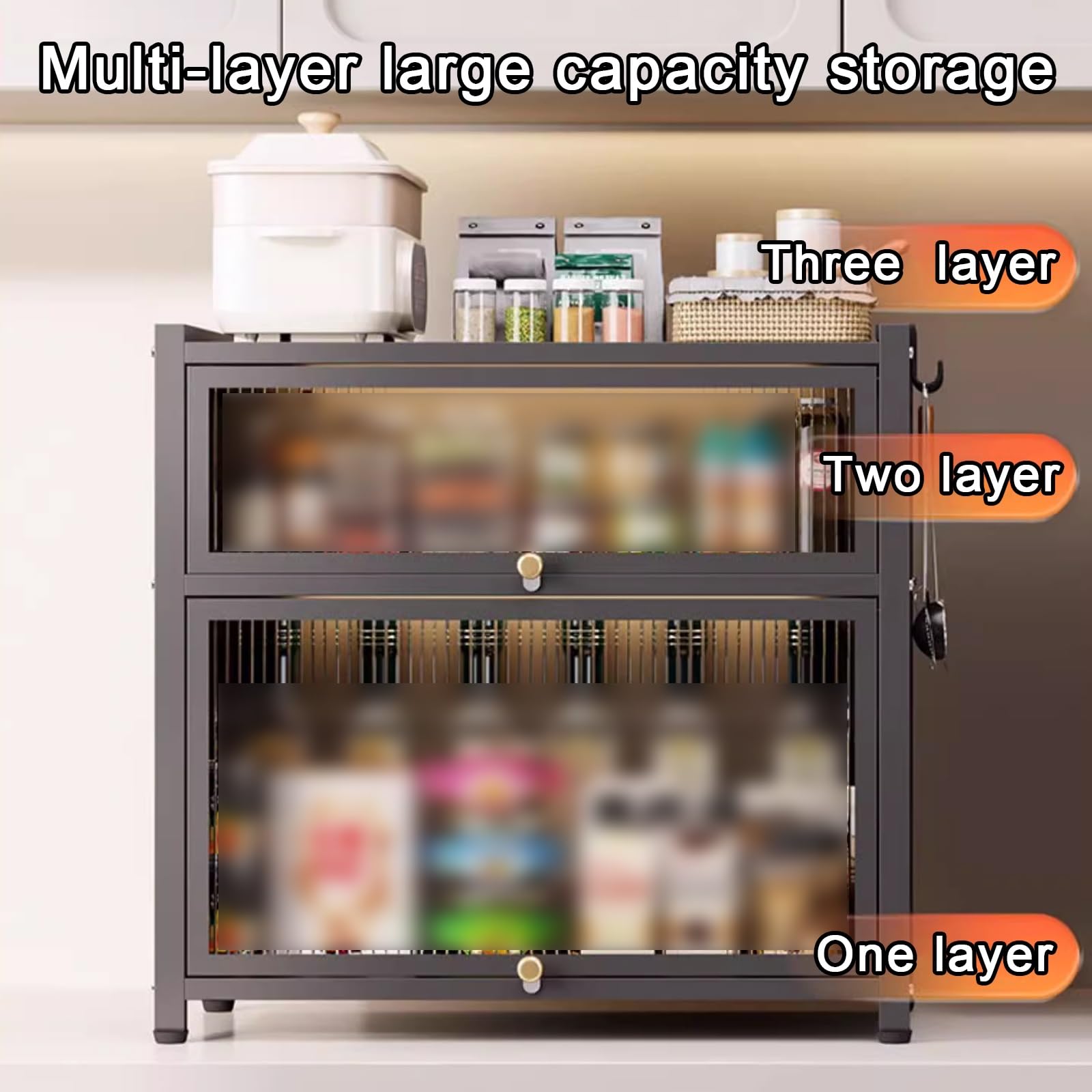 Küchenschränke, Kitchen Storage & Organisation, Lagerschränke, Mehrschichtige Lagerschränke, Badezimmerschränke, Geeignet für Küchen, Badezimmer, Wohnzimmer, Schlafzimmer(White,3 layers/50cm/20in)