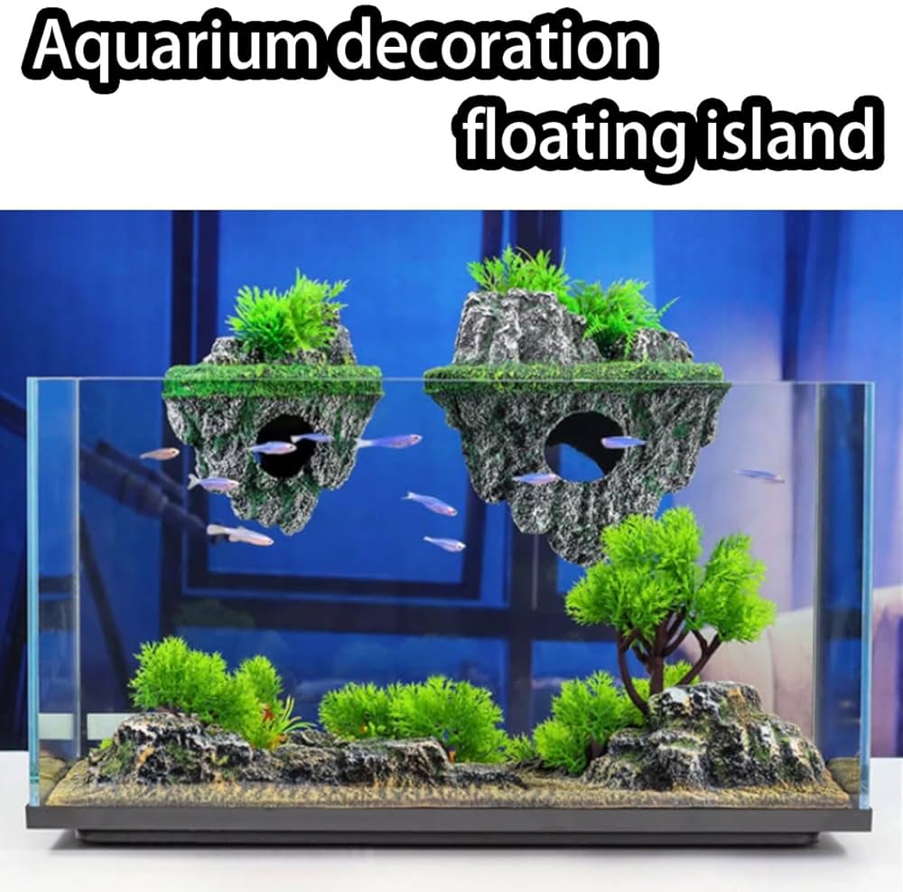 MWYZGmold Aquarium Decorative Floating Island, Vibrant Fish Tank