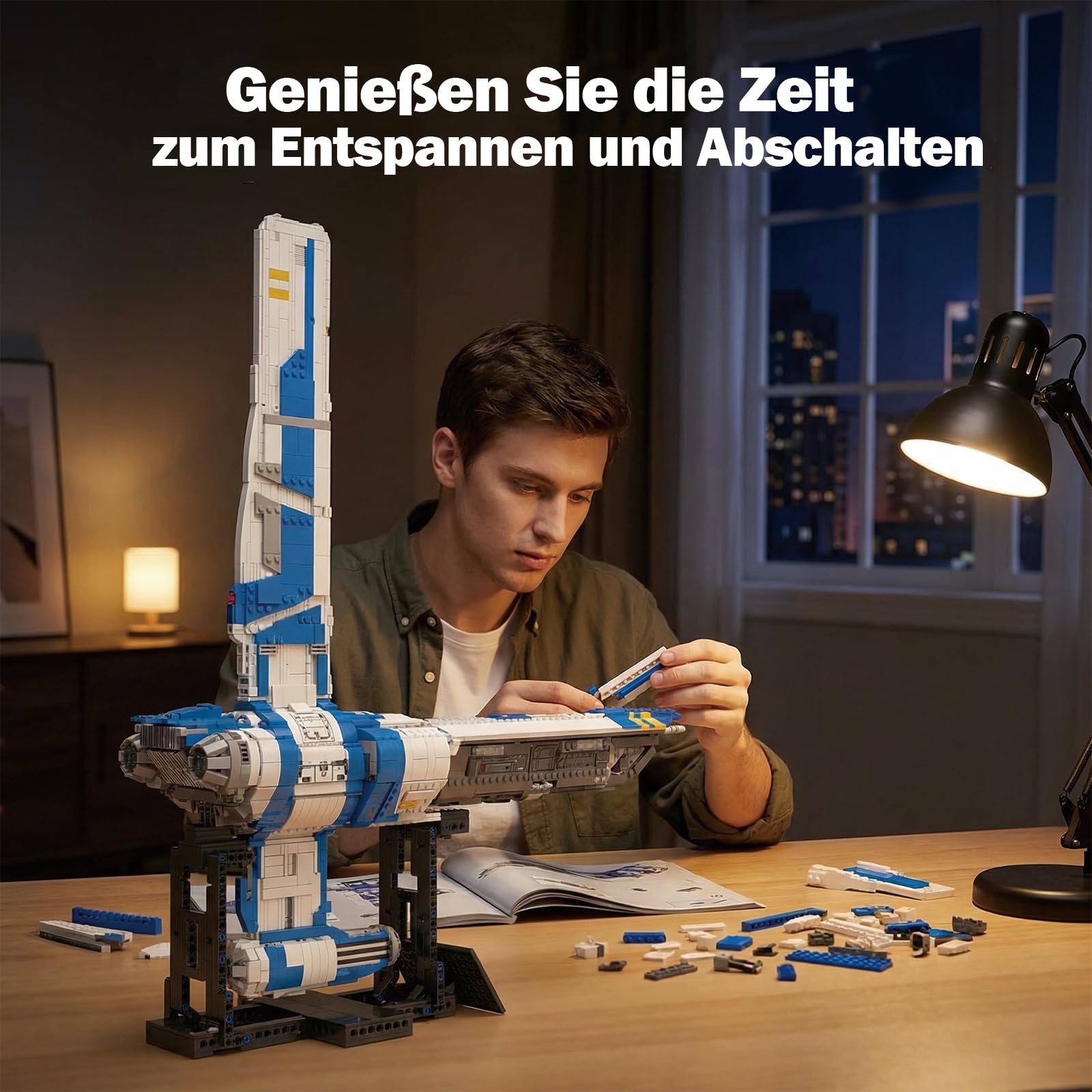 Space Wars Klemmbausteine Raumschiff Set für Erwachsene Männer | 3006 Teilen, Drehbare Rückenflosse, Flugzeug Modell, Geschenk Sammlung, BWR101