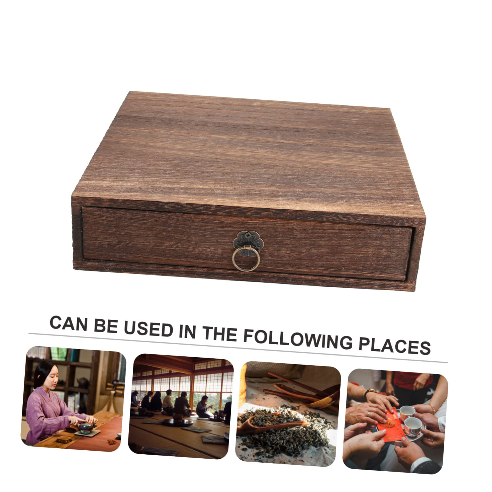 Zerodeko Caja de Té de Madera de Estilo Vintage Cajón, Marrón