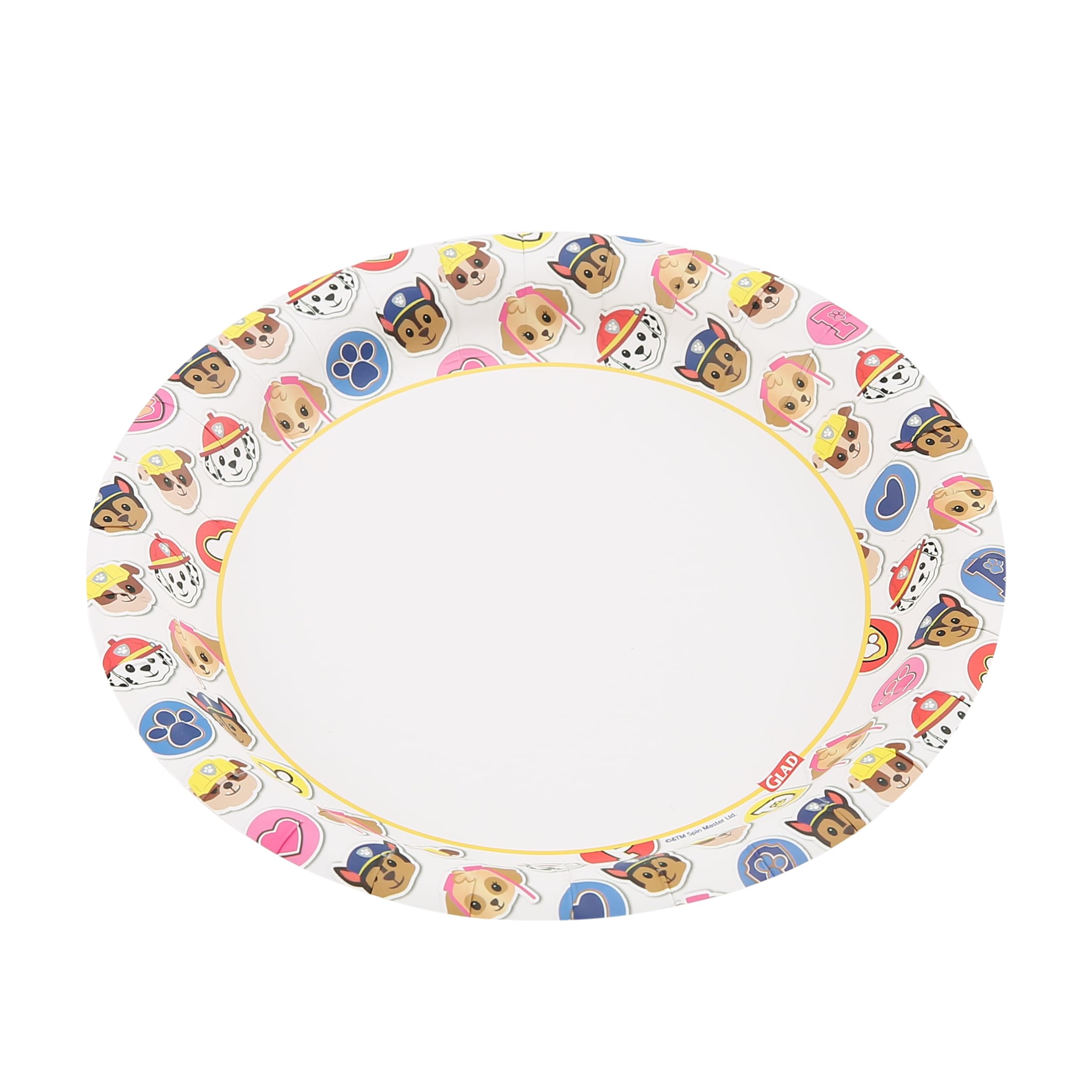 Glad Platos de papel desechables para niños, de Paw Patrol Emoji, a prueba de remojo, aptos para microondas, vajilla apta para niños para uso diario, 7 pulgadas, 20 unidades (paquete de 10)