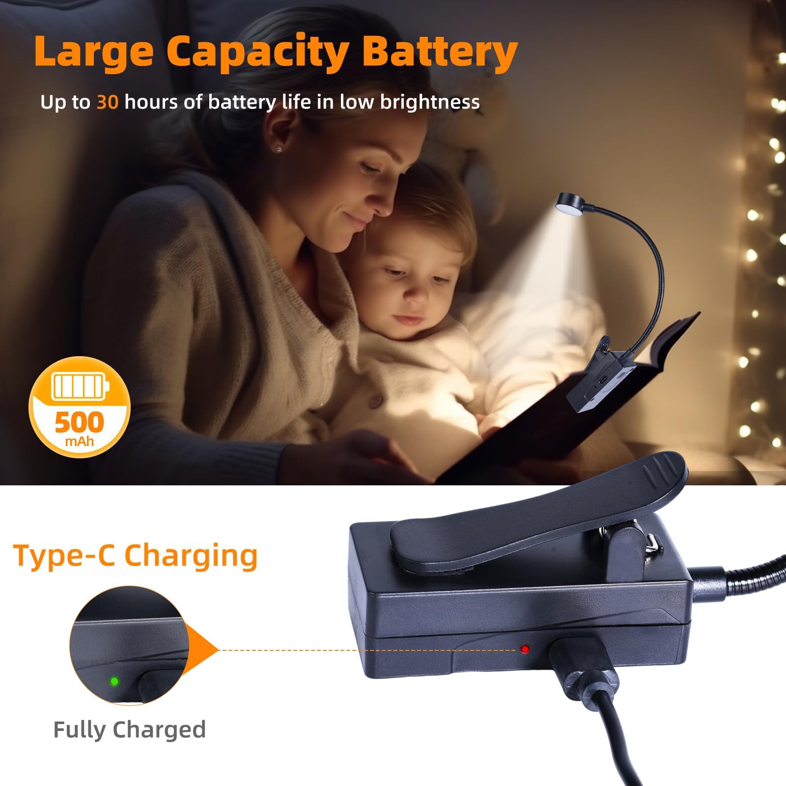 KunHe Lot de 5 lampes de lecture rechargeables à clipser pour livres au lit - Longue durée - 3 modes et 3 niveaux de luminosité - Mini lampes de lecture compactes à chargement USB pour enfants et