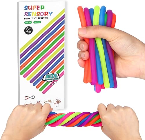 12 piezas de juguetes sensoriales para niños, cuerdas elásticas para estrés, ansiedad, juguetes sensoriales para necesidades especiales para