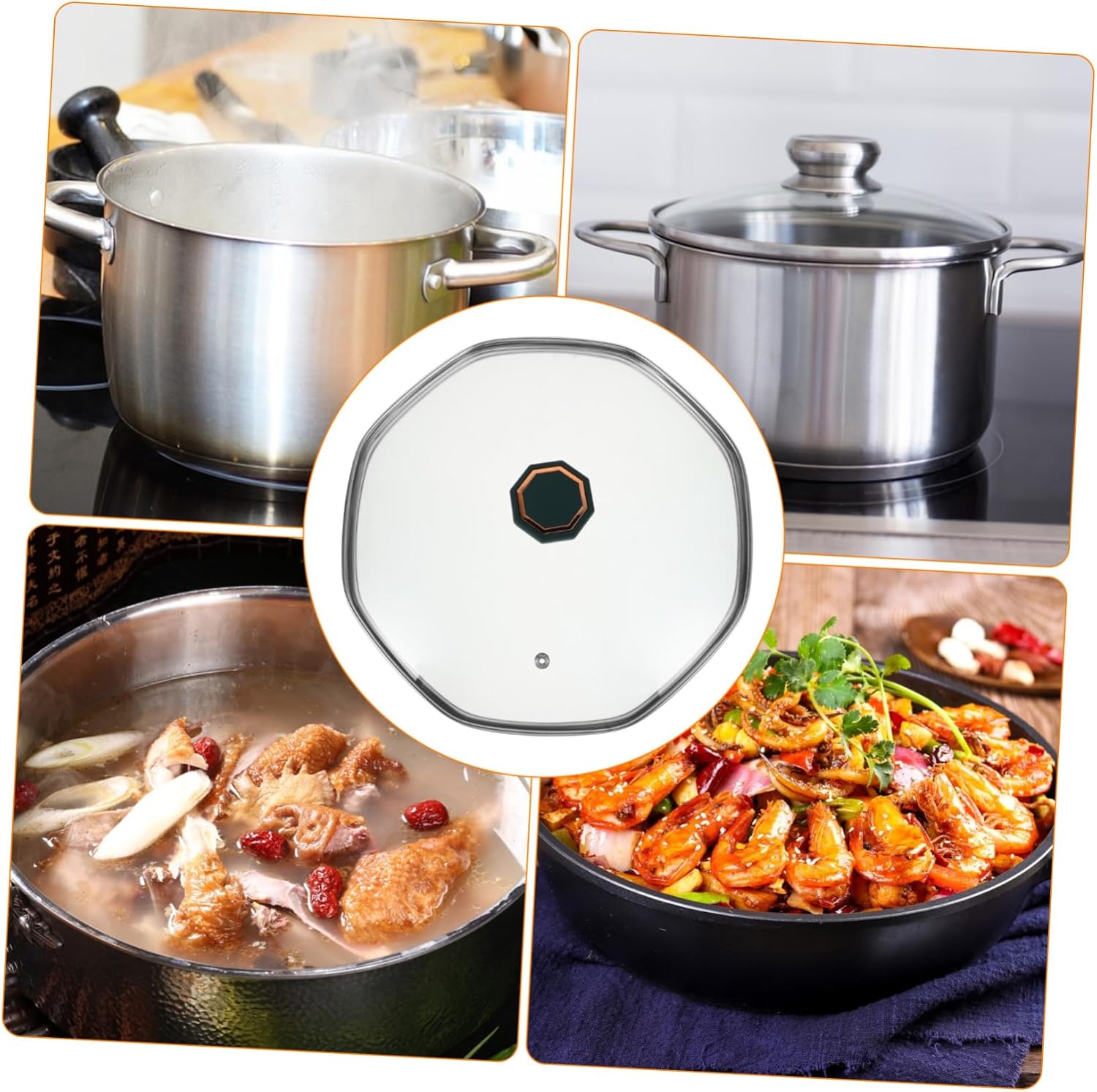 Replacement Lid for Cooking Pots Glass Cookware Cover Skillets Cover Easy to Clean Dishwasher Safe