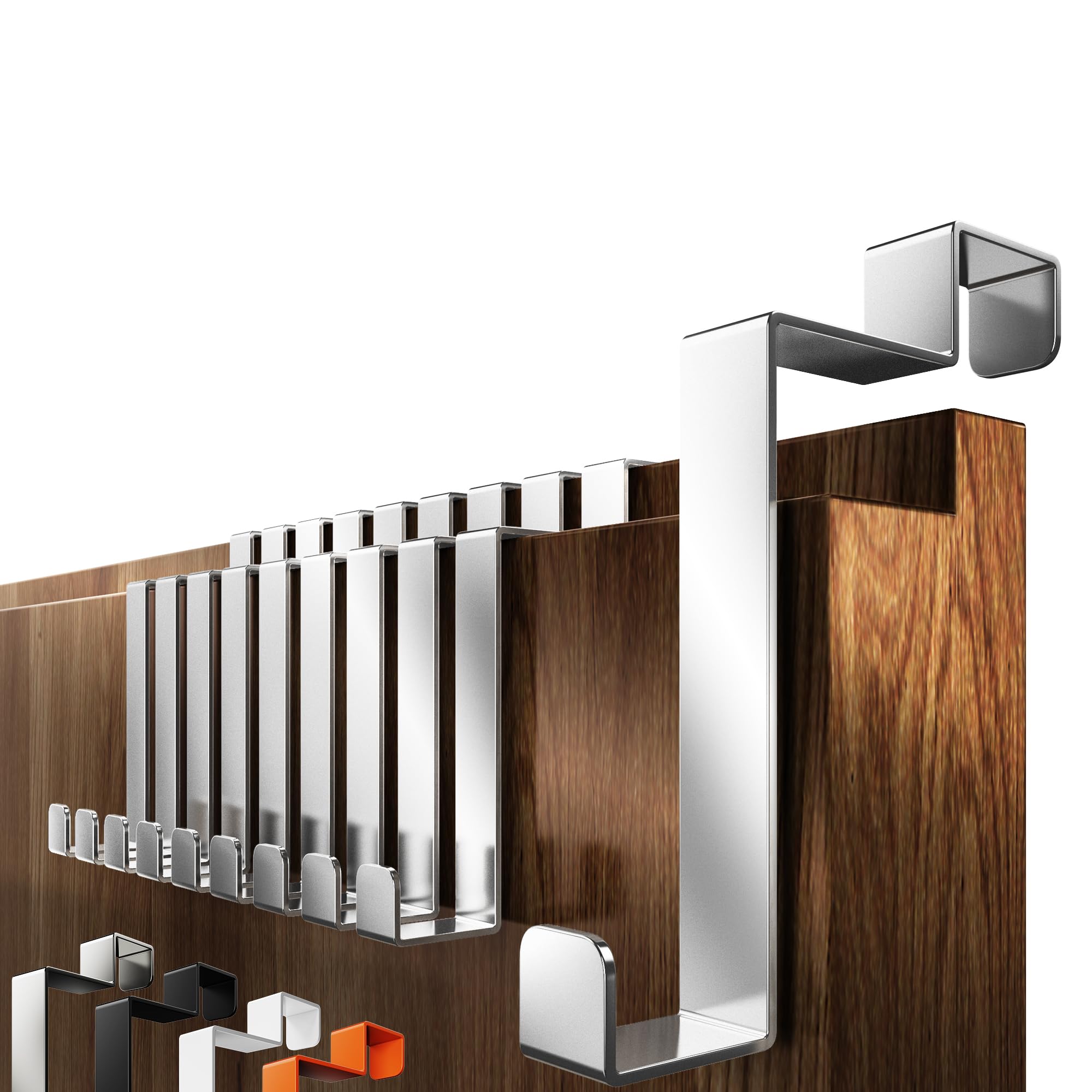 4smile Türhaken Innenseite aus Edelstahl, 10er Set - Einzeln verwendbare Türhaken zum Einhängen, Robuste Kleiderhaken Tür - Türgarderobe Rückseite mit hoher Tragkraft, Handtuchhalter Tür Innen