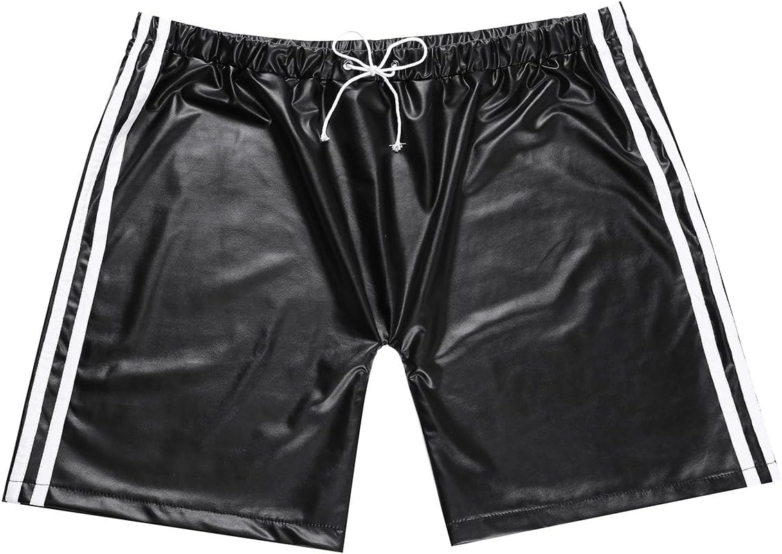 CHICTRY Men's Faux Leather Drawstring Underwear Boxer Short Swimsuit