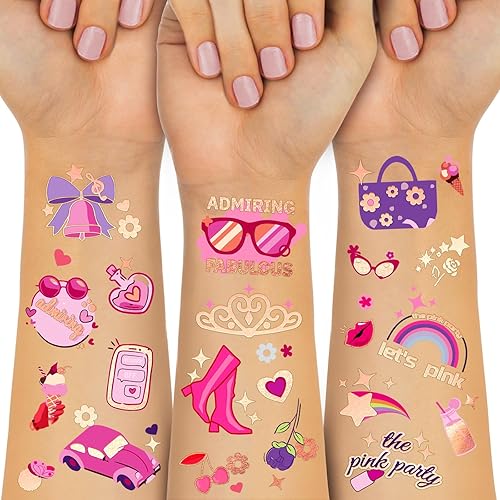 Miniatura 1 de Tatuajes temporales impermeables  128 piezas de tatuajes falsos geniales para niñas, regalos de fiesta de cumpleaños, bolsa de princesa, zapatos de