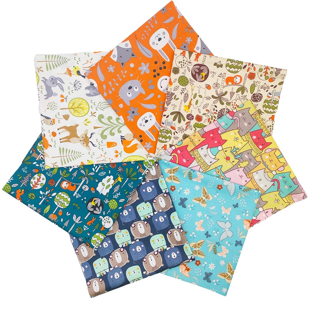Zestaw tkanin Fat Quarters, 7 sztuk 100% bawełna 50 cm x 50 cm (20 cali x 20 cali) wstępnie wycięte arkusze do szycia patchworkowego rzemiosła pikowania, bez powtarzającego się projektu