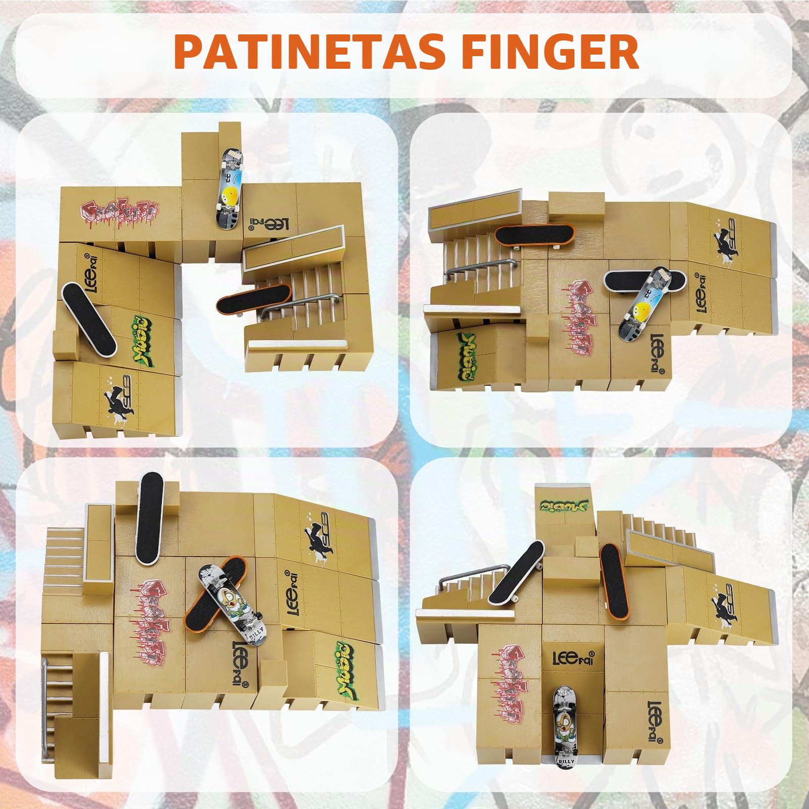Juego de Accesorios para monopatín y rampa, Juego de Accesorios para Skate Park, Piezas de rampa para Tech Deck Fingerboard Mini Finger Skateboard Diapasones Ultimate Parks