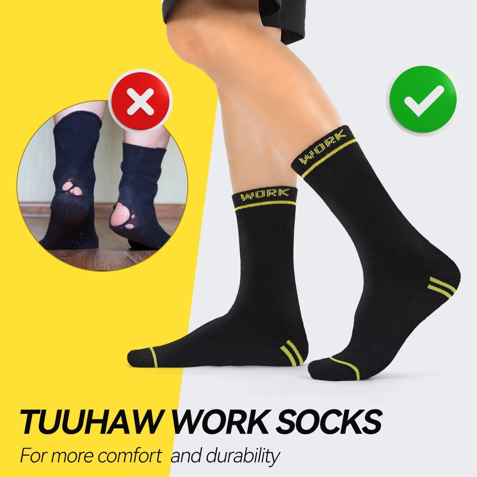 TUUHAW Calze da Lavoro Uomo 10 Paia Lunghe Calzini Uomo Donna Invernali Cotone Calzini Spugna Sportive Work Socks, OEKO-TEX Standard 100