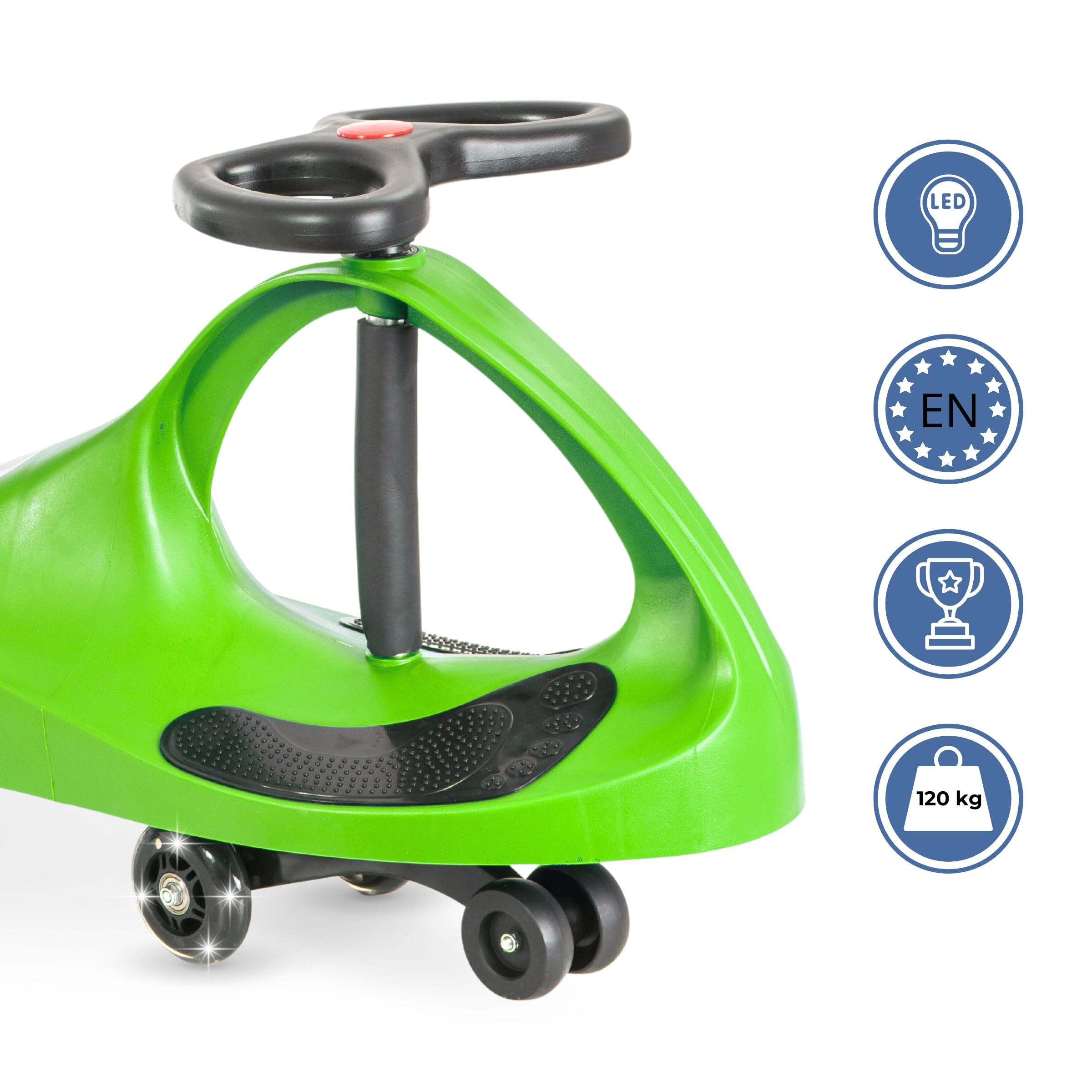 TWISTCAR Macchina per Bambini senza Pedali, con Volante 360° e Ruote in Gomma - Veicolo a Spinta per Ragazzi dai 3 Anni, Portata fino a 120 kg - Verde