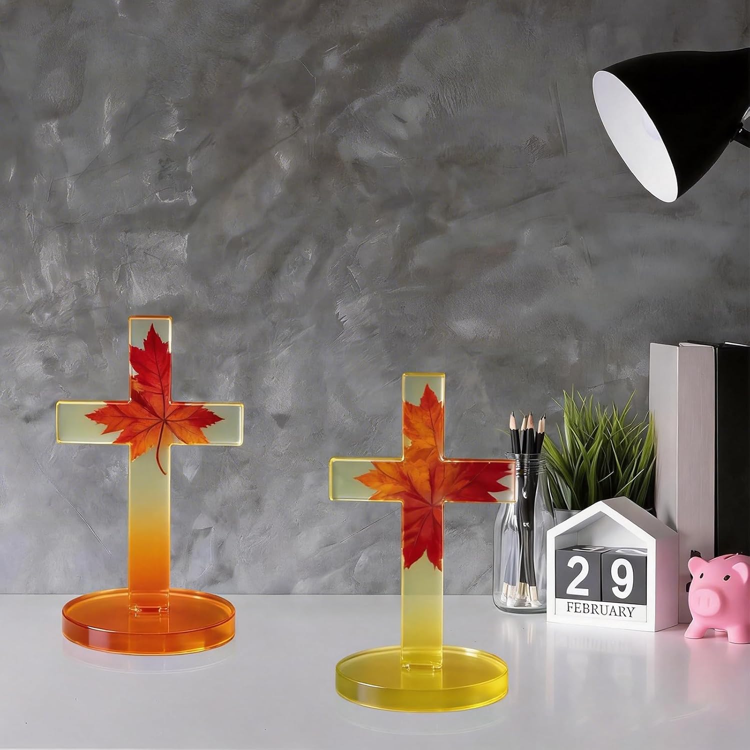 5'' Standing Cross Silicone Mold with Base, Crucifix Mold for Epoxy Resin, Christmas Ornament Molds for DIY Concrete Casting Clay Craft Wall Hanging Car Freshie Home Decor