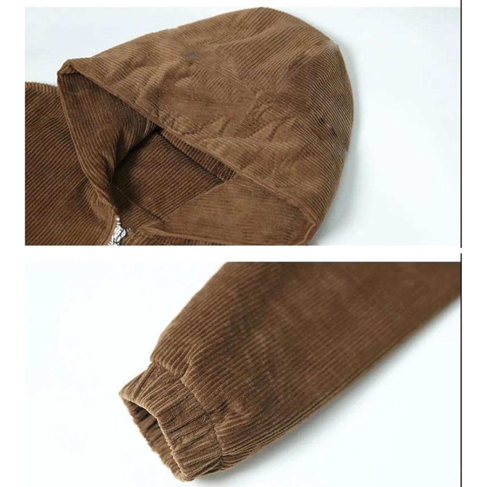 FNKDOR Corduroy Y2K Corduroy Damesjas, herfstjas, ritssluiting