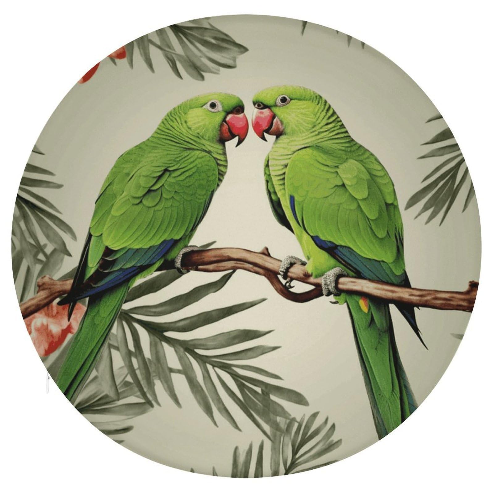 FekiLoot Couple Parrots Olive Seat Cushion Comfort Memory Foam Seat Cushion Chair Pad Soft Round Stool Cushion Chair Cushion Removable Washable Cover for Home Office Outdoor Bistro 15.35 Inch