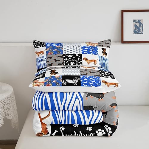 Miniatura 5 de Erosebridal Edredón con temática de perro, tamaño individual, juego de ropa de cama de perro salchicha para adolescentes, jóvenes y adultos, edredón