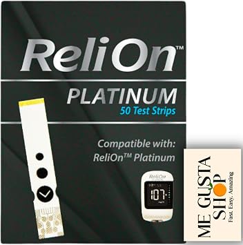 ReliOn Platinum Blood Glucose Test Strips, 50 Count Pack of 01 + me Gusta Sticker