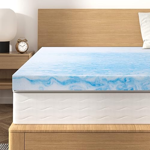 BedStory Cubrecolchón de espuma viscoelástica de 3 pulgadas tamaño matrimonial, cubrecolchón de espuma viscoelástica con infusión de gel para