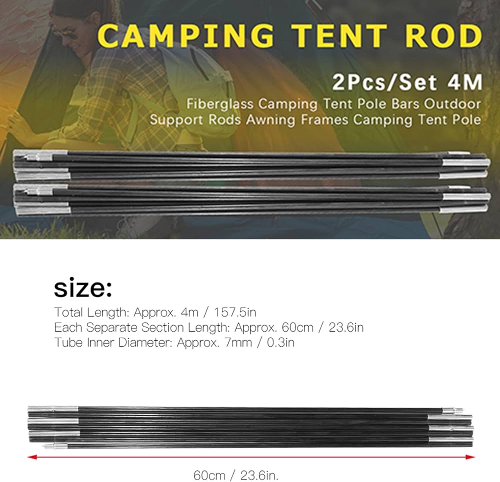 7MM Tent Pole Fiberglass Rod Curved Tent Support PoleArc