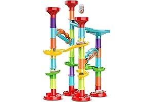50Pcs Marble Run Set Building Blocks with 30 Glass Marbles