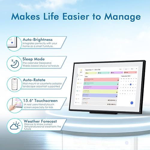 Miniatura 4 de Calendario digital digital de 15.6 pulgadas, calendario electrónico y tabla de tareas, 1920 x 1080P IPS pantalla táctil de pared, agenda semanal y