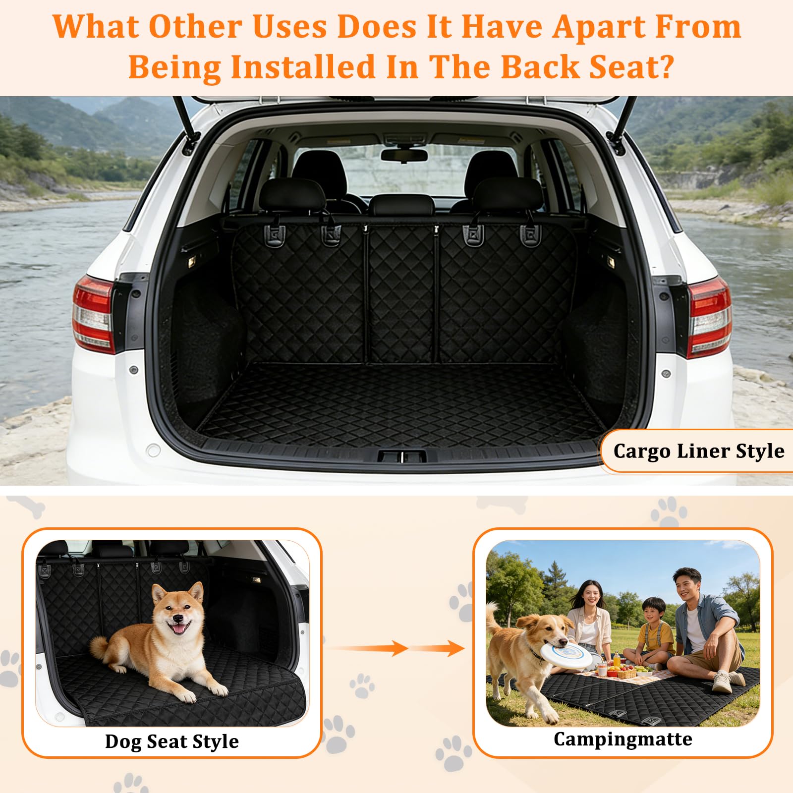 Hundedecke Auto Rückbank Wasserdicht Kindersitzunterlage Kompatibel mit Kindersitz und Hundegurt rutschfeste wasserdichte Autoschondecke mit ISOFIX Kompatibel mit Meisten Autos, SUV und LKW