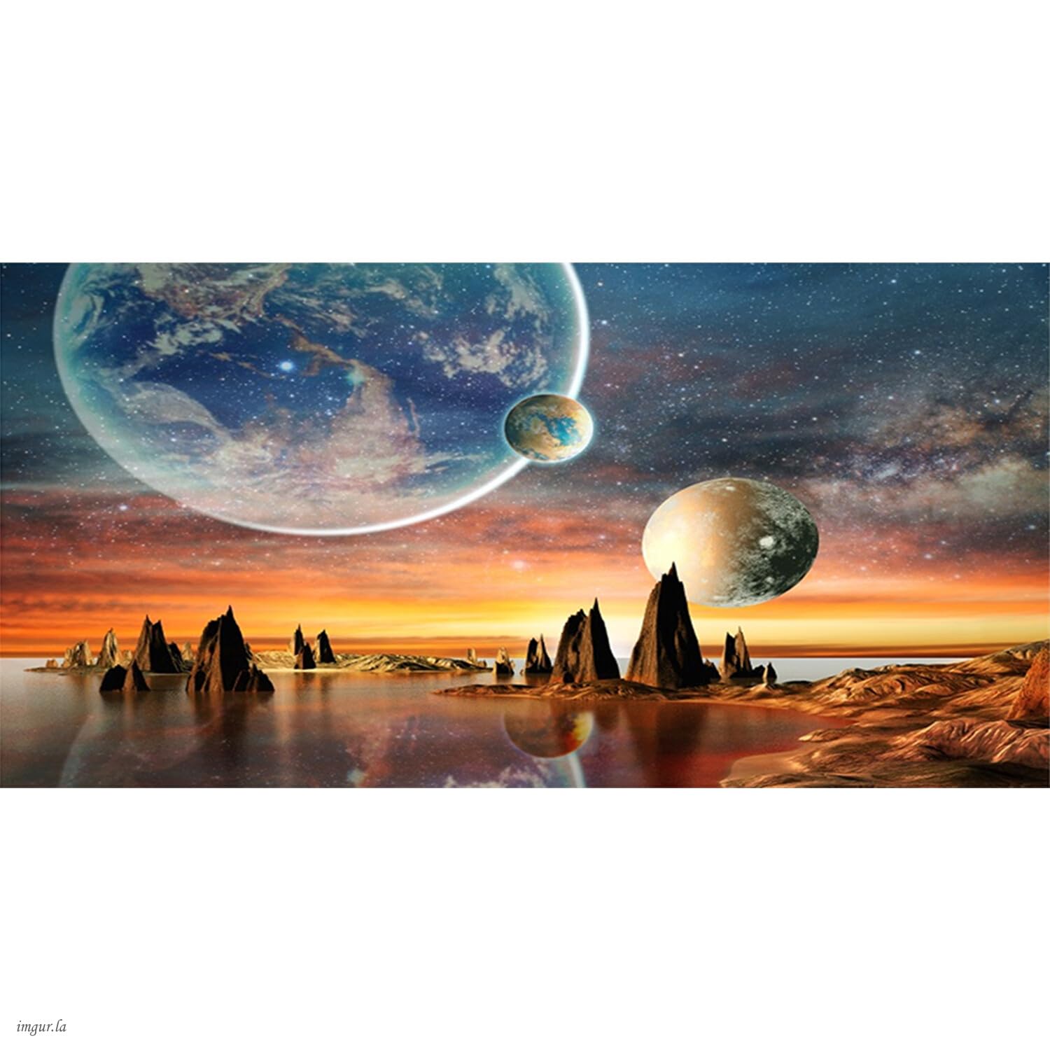 AWERT 48x24 inches Galaxy Aquarium Background Space Theme View of The Planets from Earth Fish Tank Background Hot Desert Terrarium Background