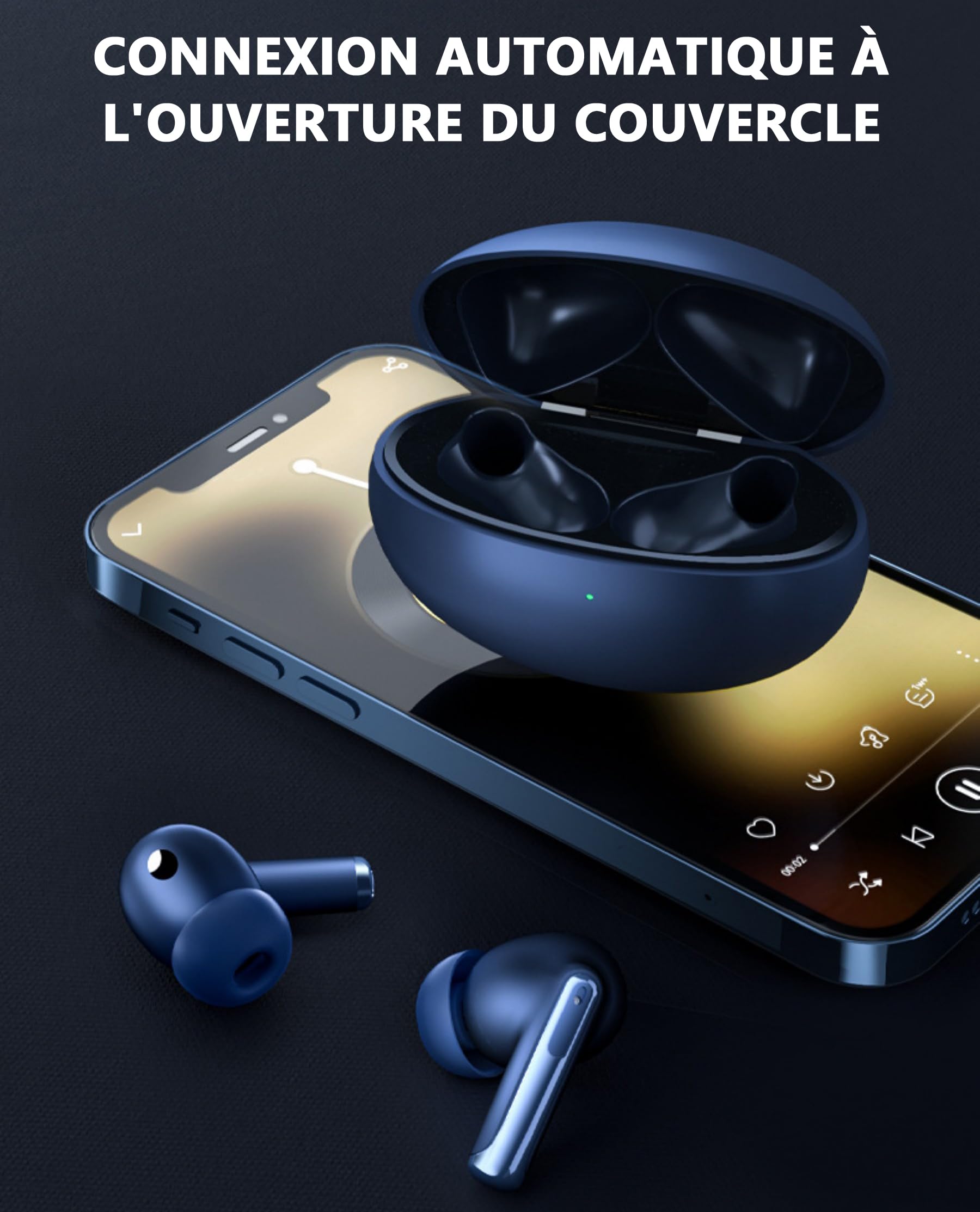 Sekoda Confort Max Ecouteurs Wireless-Écouteurs sans Fil Bluetooth ANC et réduction adaptative du Bruit, Audio 360° (Argent)