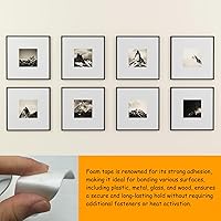 Vista 3 de Double Sided Foam Tape, Strong Adhesion Mounting Tapes (L196IN * W0.94IN * 4 Rolls), White, Heavy Duty Sticky Strips for Wall Art, Office Decor