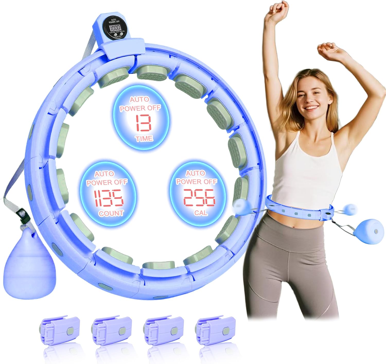 2025 New Silent Smart Weighted Fitness Circle, Weighted Circle for Adults Weight Loss,18 Detachable Links Waist 30"- 50", Exercise Circle for Women & Men